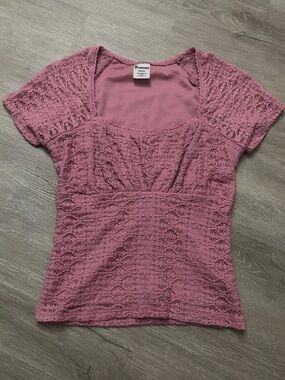 No Boundaries Mauve Crochet Scoop Neck Top